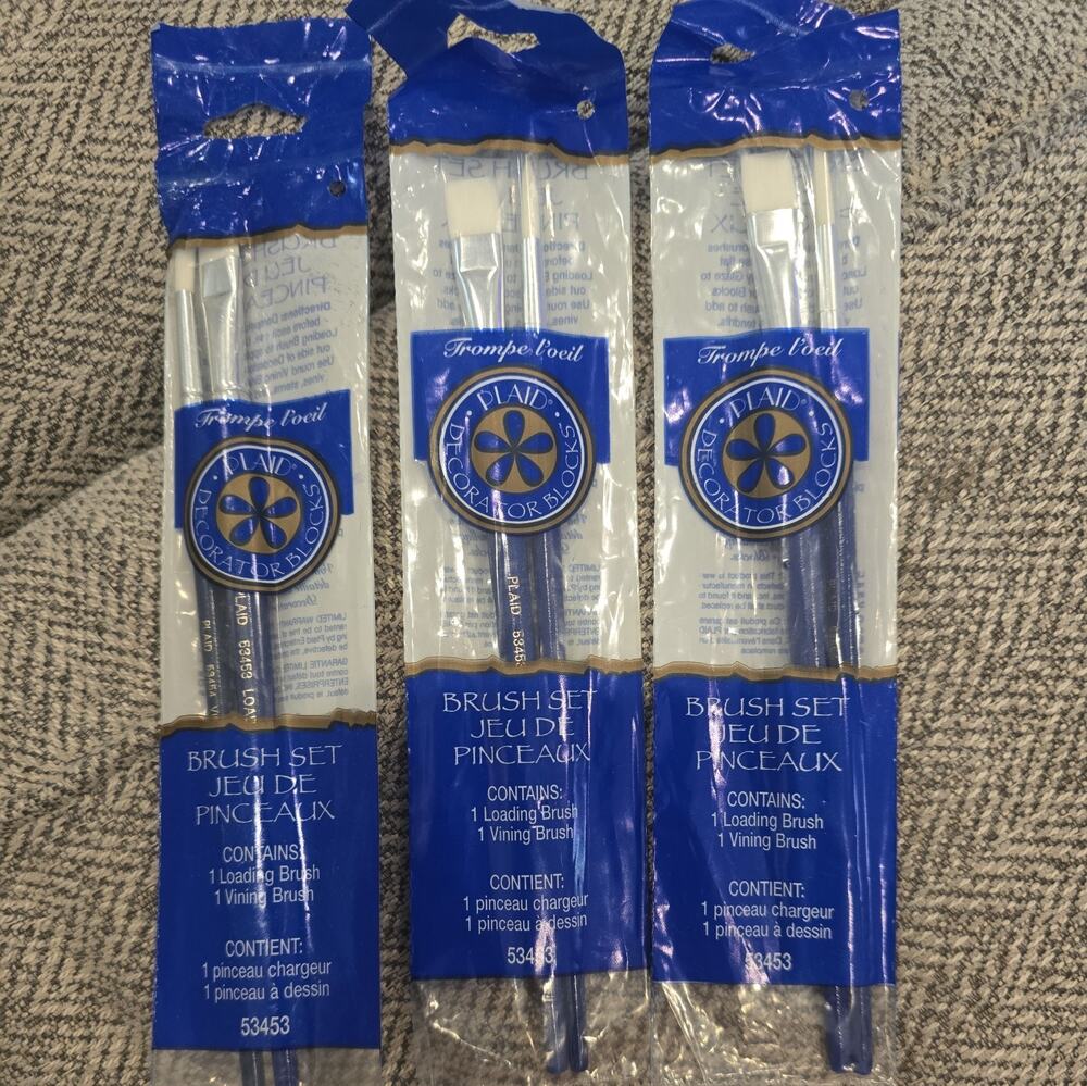 NOS 3Packs Plaid Decorator Blocks Loading/Vining Paint Brushes Crafts #53453